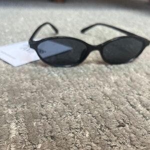 Princess Polly Black Slim Oval Sunglasses